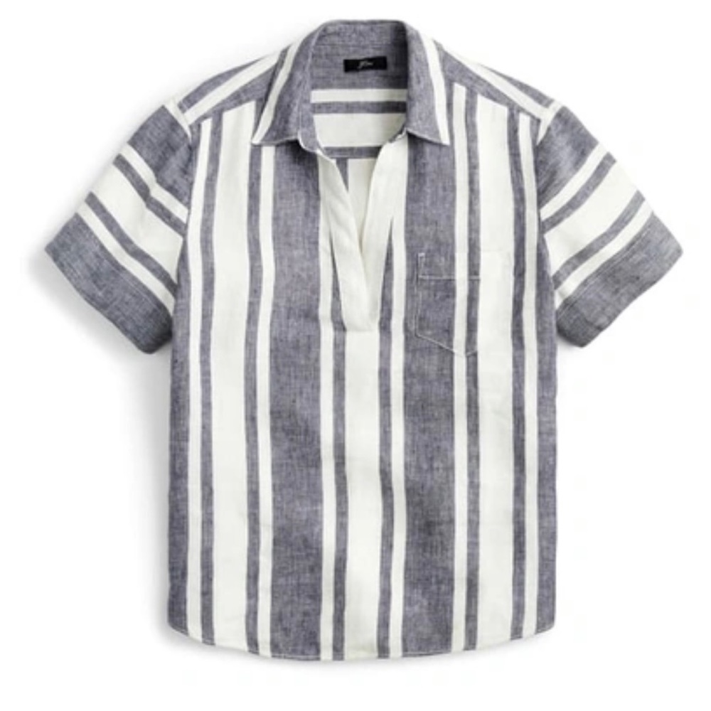 J. Crew Linen Short Sleeve Popover- XS